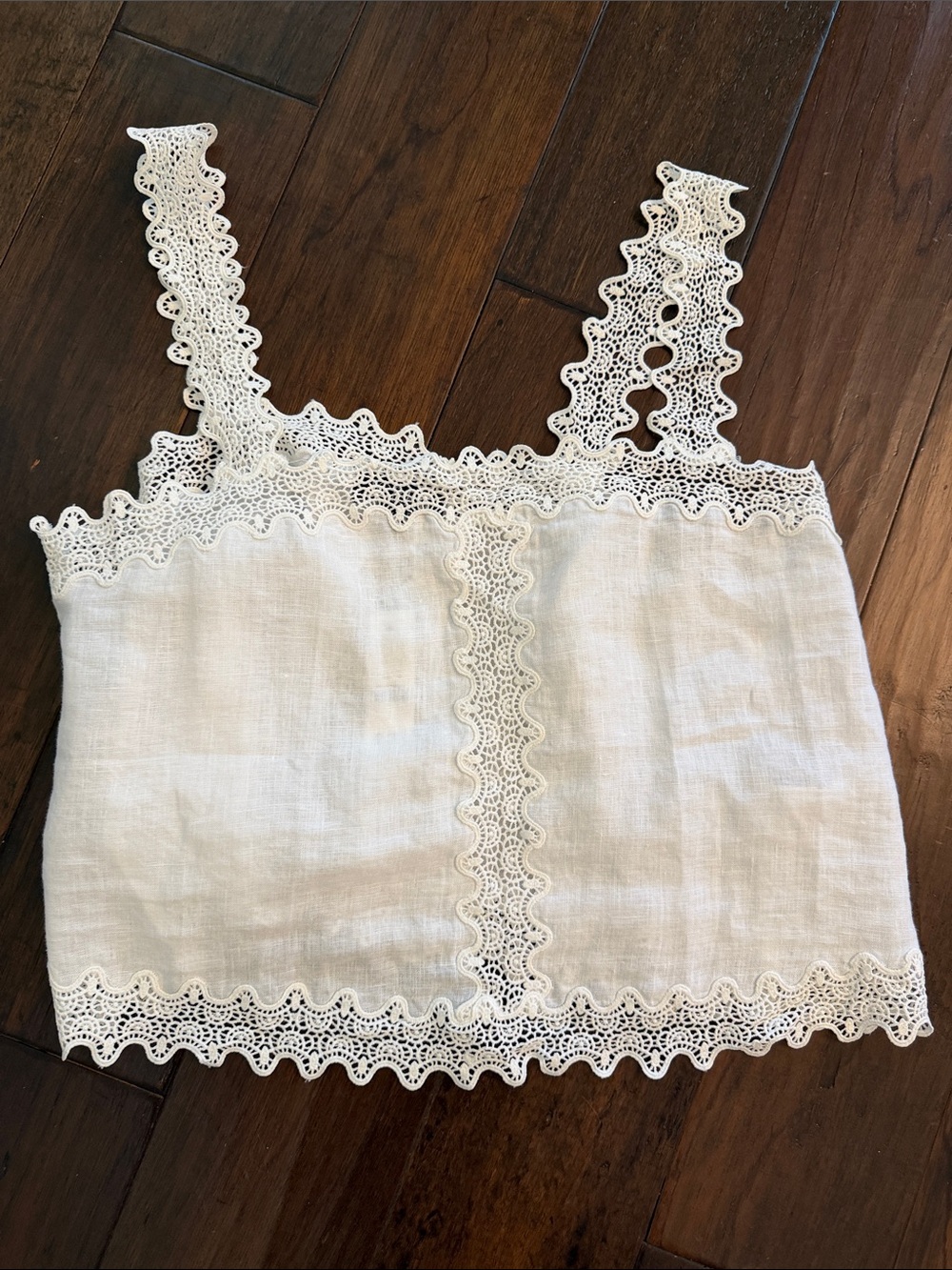 J. Crew White Linen Lace-Trim Crop Camisole